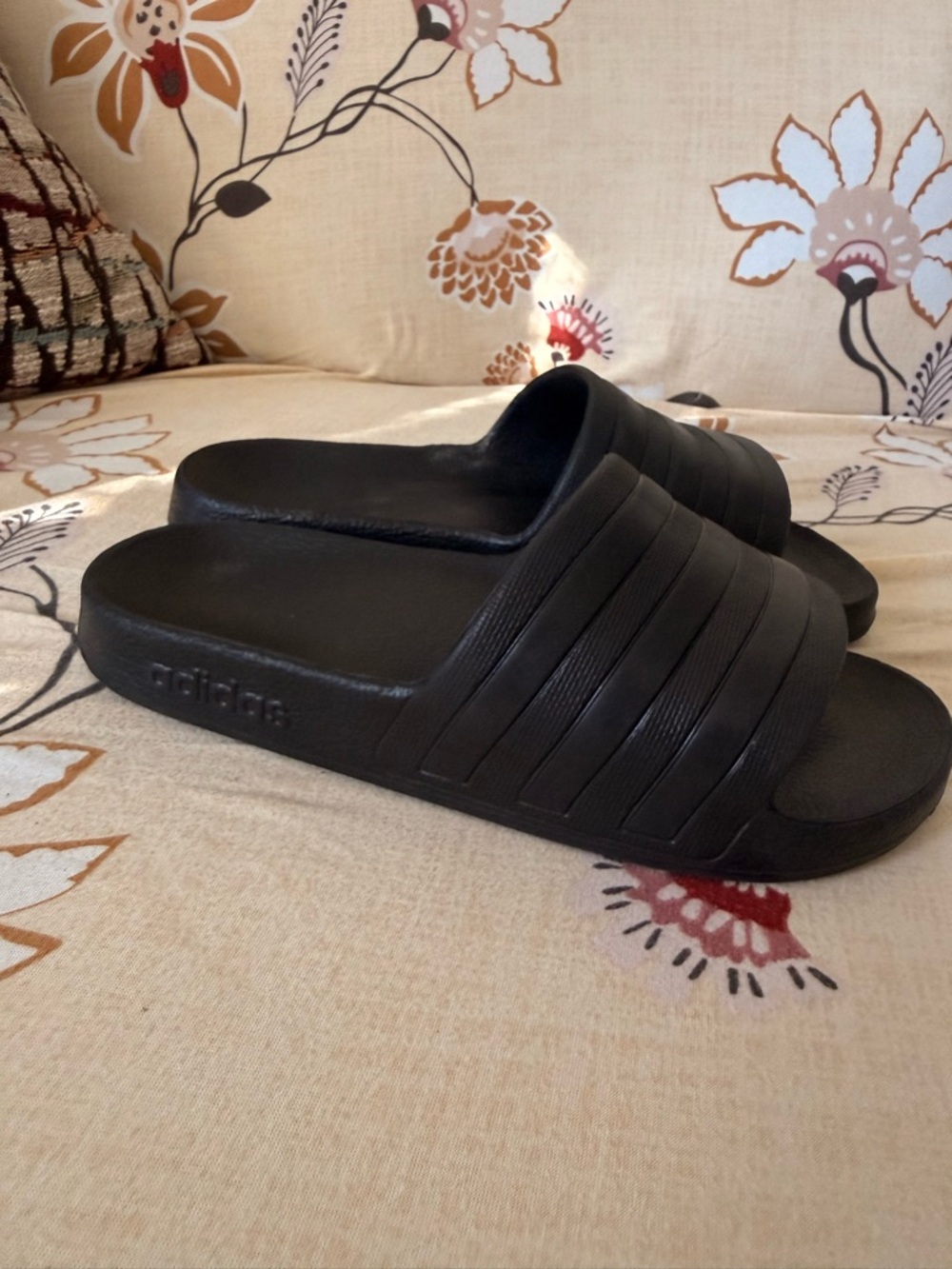 adidas Men’s Black Slide Sandals with Textured Strap